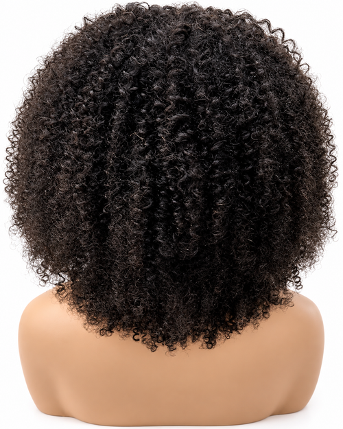 Afro Kinky Curly 100% Human Hair Wig with Bangs 300% Density